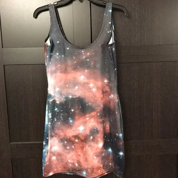 galaxy bodycon dress Galaxy Foil Print Bodycon Dress in Blue